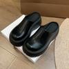 Pantuflas Gruesas Antideslizantes de Moda Negras para Mujer, Aumentan la Altura, Nuevas Pantuflas Tipo Mula de Tacón Alto Verano 2025