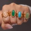 Joyería Misteriosa Circonita 3A Incrustada Piedra Natural Anillo Abierto Acero Titanio Chapado Oro 18K Anillo Ajustable Joyería Lista para Enviar
