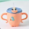 Taza de Leche de Acero Inoxidable 316, Taza Térmica Anticaídas para Bebé, Vaso para Niños con Asa, Vaso con Popote, Suministro Exclusivo Transfronterizo