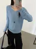 Suéter de tricô de lã ultrafina cor sólida gola redonda manga longa estilo coreano para mulheres, novo top casual versátil para o outono de 2026 para ir ao trabalho