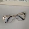 Gafas planas retro ojo de gato triángulo dorado lisas con luz anti-azul para mujer, bellezas europeas y americanas, se pueden equipar con armazones para gafas de miopía