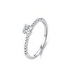 S925 novo anel de diamante simples de quatro garras anel de diamante clássico pequeno anel de dedo fechado fresco simulação de casamento joias de diamante