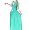 Vestido Longo Sexy Estilo Puro Desejo Costas Nuas Gola Alta para Mulheres Estilo Verão Férias na Praia Cintura Marcada Emagrecedor Sem Mangas Corte A