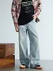 Jeans Rectos Nuevos para Hombre OT Jeans Lavados Retro Americanos Azul Degradado Sueltos Transpirables Estilo Callejero Pantalones Largos