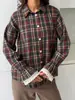Camisa Feminina de Manga Longa Amazon Ozon Cross-Border 2026 Novo Estilo Vintage Versátil Xadrez com Bolso Camisa Casual