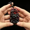 Collar Colgante Piedra Negra Medicinal que Cambia de Color con Transmisión de Luz Buda Guanyin Amuleto que Cambia de Color Collar Pixiu Cadena de Suéter Venta al por Mayor