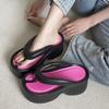 Chinelos de Sola Grossa para Mulheres, Plataforma de Salto Eva com 9cm de Altura, Estilo Tira entre os Dedos, Sandálias de Praia Versáteis, Sapatos Birkenstock de Sola Grossa para Mulheres