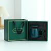 Taza Dorada Regalo Taza de Cerámica Phnom Penh con Tapa Cuchara Esmalte de Color Caja de Regalo Taza de Vientre Grande con logo Fijo