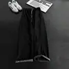 Calça de moletom cinza mescla estilo americano com bainha curva para homens, calça de verão patchwork xadrez de perna reta levemente aberta, calça casual esportiva cleanfit