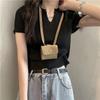 Moda Retro Popular Top Delgado Estilo Verano para Mujer Cuello Gris Manga Corta Tejido de Punto Estilo Coreano 2023 Nuevo Estilo