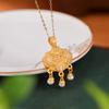 Yilu plata S999 plata pura chapado en oro perla de agua dulce moda nacional esmalte Loto Ruyi candado colgante elegante colgante que combina con todo