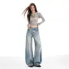Jeans Anchos Azules Retro Americanos de Invierno 2025 para Mujer, Holgados Casual Relajados Caídos Versátiles de Largo Completo