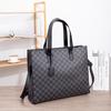 Bolsa Tote Masculina de Grande Capacidade Estilo Coreano Bolsa Masculina Bolsa de Ombro Xadrez Horizontal Bolsa para Documentos Maleta Casual para Negócios
