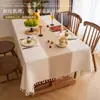 Mantel Retro de Algodón y Lino Estilo Country Americano con Borlas, Creando una Atmósfera de Lujo para Mesas de Comedor y Mesas de Café, Disponible para Suministro Transfronterizo