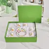 Serie Italia Fruta y Flor Porcelana de Hueso Juego de Seis Tazas y Seis Platillos, Caja de Regalo Completa para Uso en Casa, Tazas Pequeñas para Recibir Invitados, Recuerdo