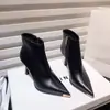 Botines Versátiles Otoño e Invierno 2025 Invierno Nuevo Moda Punta Fina Más Cuero Gamuza Zapatos Tacón de Aguja Alto Botines Cortos de Cuero Suave para Mujer