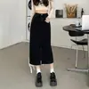 Nueva Falda Negra Otoño 2025 con un Diseño Elegante, Abertura, Falda Larga Ajustada a la Cadera, Falda de Mezclilla de Cintura Alta Corte A para Mujer