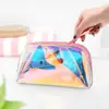 Em estoque nova bolsa cosmética transparente colorida a laser com concha de TPU bolsa de lavagem bolsa de armazenamento portátil atacado