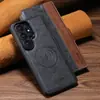 Funda de Teléfono tipo Cartera con Tapa abatible para Samsung S26Ultra con Ranura para Tarjetas y Soporte de Carga Inalámbrica Magnético Dos en Uno, Funda de Cuero