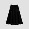 [Dos Largos de Falda + Acetato de Lana] Faldas de Otoño e Invierno para Mujer Mostrando Estilo Francés Negro Elegante Faldas Largas