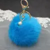 Colgante de Bolsa Bolita de Piel de Perla Llavero de Bola de Piel Llavero de Piel de Conejo Sintético Colgante de Coche Decoración de Bola de Piel Llavero de Piel para Mujer