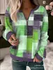 Nueva Estación Independiente Transfronteriza Aliexpress Verano Europeo y Americano Manga Larga Media Cremallera Imitación Algodón Camiseta Estampado Digital 3D Ropa de Mujer