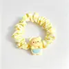 Laço de cabelo de urso de manteiga divertido e fofo, scrunchie xadrez feminino, faixa para coque, acessório de cabelo