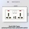 Panel de interruptor de luz de plástico blanco estilo británico de Hong Kong y Macao, enchufe de 13A con carga USB y carga rápida tipo C, panel de interruptor de luz estándar UK/US