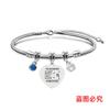 Pulseira Europeia e Americana Transfronteiriça Aço Inoxidável Pulseira Osso de Cobra Comemorativa Dia dos Professores Feriado Diamante Azul Presente Gravação Pulseira de Aço Titânio