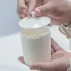 Xícara de chá de porcelana branca Dehua com tampa, caneca de cerâmica para escritório, conjunto de xícaras para degustação de chá com certificação QS, xícara para apreciação da arte do chá