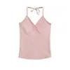 Top regata feminino estilo girl poderosa com decote em V profundo e gola cruzada, novo para o verão, cintura alta, caimento justo, top interno curto versátil