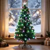 Árbol de Navidad de fibra óptica más vendido transfronterizo con luces de colores y adornos de bolas redondas esmeriladas, Decoración navideña para arreglo de escenas festivas