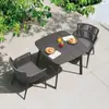 Juego de mesa y sillas tejidas con cuerda para exteriores para patio, jardín, terraza, juego de mesa y sillas de comedor impermeable y resistente al sol, juego de mesa y sillas de ratán de cinco piezas para balcón