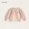 Roupas Infantis Youbao Estilo Nova Floresta Roupas Casaco Primavera e Outono Gola Boneca Blusa Infantil Color-Blocking Suéter Cardigan para Meninas