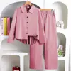 Moda de Primavera 2026 Camisa Holgada de Manga Larga con Espalda Plisada Pantalones Elásticos de Pierna Ancha Conjunto Casual Ropa para Niños