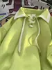Sudadera con cuello polo para mujer, nuevo estilo coreano de verano, holgada de longitud media, estilo fino de principios de otoño, chaqueta tipo top con lazada, moderna