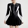 Traje de Banho de Fonte Termal para Meninas Roupa de Banho Feminina que Cobre a Barriga Emagrecedor Tamanho Grande Estilo Popular na Internet Conservador Saia Novo Estilo Quente Peça Única