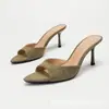 Novedades de Primavera: Sandalias de Tacón Alto con Punta Abierta Color Verde Oliva, de Moda, Elegantes, Sencillas, Versátiles, Tacones Altos Delgados para Mujer, Transfronterizas