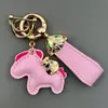 Gana Dinero Rápido Llavero Colgante Personalizado para Coche de Cuero de Vaca Hecho a Mano Año del Caballo Regalo Creativo para Hombres y Mujeres Correa para Llavero