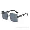 Gafas de sol cuadradas sin montura con borde cortado para mujer, Gafas de sol de color degradado, Gafas de sol de moda