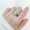 Anillo Ruyi con forma de diamante retro para mujer, imitación de jade hetiano, estilo étnico, moda nacional, anillo de dedo índice abierto plateado, joyería al por mayor