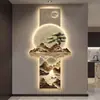 Pintura de Nove Peixes Hall de Entrada Pintura Decorativa Luxo Acessível Senso de Alto Padrão com Iluminação LED Corredor Corredor Mural de Paisagem Moderna