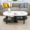 Mesa de centro ovalada de doble capa moderna y minimalista para sala de estar, apartamento pequeño, mesa de té simple para balcón de casa creativa y económica
