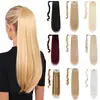 Peluca cola de caballo femenina cabello largo liso Velcro cola de caballo alta simulación seda mate enrollado extensión de cabello liso punto venta al por mayor