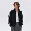 Sudadera deportiva con cremallera y tres rayas, estilo retro americano moderno, para hombre y mujer, color liso, corte oversized, chaqueta con cuello alto para pareja