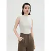 "Orvalho Branco" 60 Fios Yangzi Sem Costura Gola Meia-Alta Tricô Colete Slim Fit Camada Base Sem Mangas Lã Tricotada