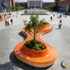 Piscina de fibra de vidrio para árboles, estanque para plantación de jardín al aire libre, silla de ocio paisajística, banco largo de forma irregular, banco de GRC para escuela y parque