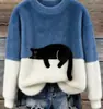 Nueva sudadera de franela con cuello redondo para mujer, impresión digital 3D de Amazon, sitio web independiente transfronterizo, personalizable para otoño e invierno