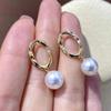 Pendientes de perlas barrocas de plata esterlina s925 transfronterizos, pendientes femeninos de viento frío irregulares de otoño e invierno, de gran sentido