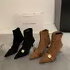 Botines de Punta First Encounter Ji para Mujer 2026 Otoño/Invierno Nuevo Estilo Botas para Mujer Botas de Tacón Alto Botas Adelgazantes Botas Cortas Cálidas con Terciopelo